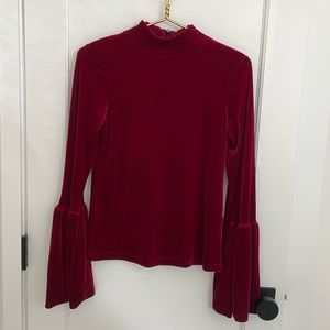 Mock Neck Velvet Top